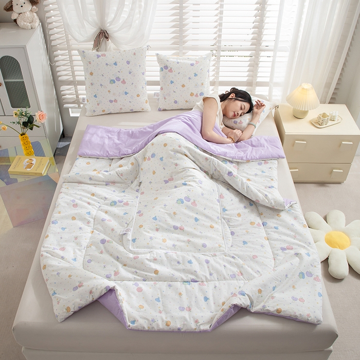 91家纺网 家纺一手货源 找家纺 照世家纺 2025春夏新款全棉纯棉印花A类抱枕被 星奈 45x45展开120x160