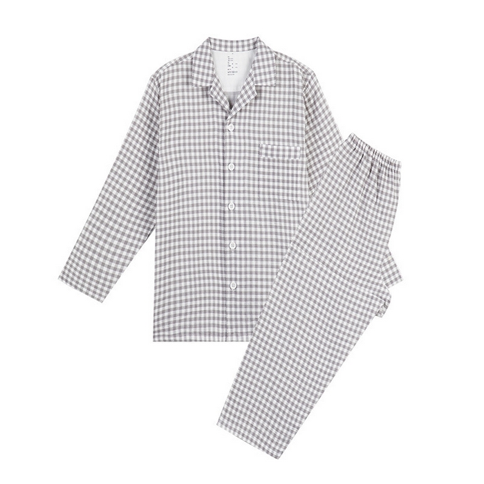 91家纺网 家纺一手货源 找家纺 （总）良品汇馆 2025新款日式无印全棉纯棉双层纱家居服良品糖果纯棉睡衣套装长袖情侣家居服