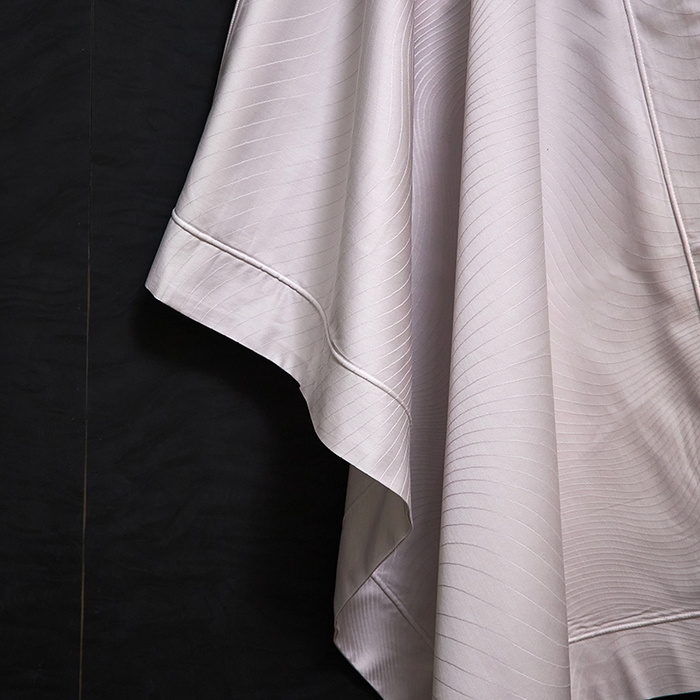 91家纺网 家纺一手货源 找家纺 洽想家 2025新款长绒棉贡缎提花手工立体埋绳工艺四件套礼盒包装 夜光曲（天空灰）