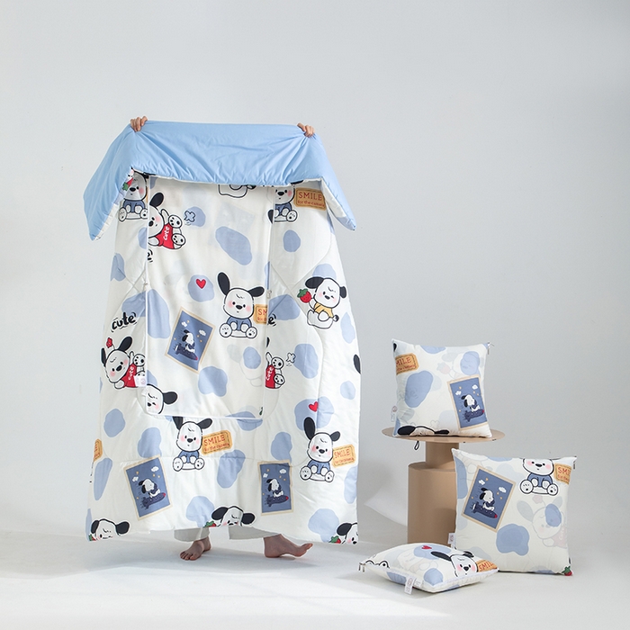 91家纺网 家纺一手货源 找家纺 照世家纺 2025春夏新款全棉纯棉印花A类抱枕被 奥利夹心 50x50展开150x190