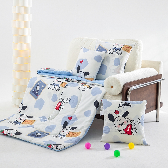 91家纺网 家纺一手货源 找家纺 照世家纺 2025春夏新款全棉纯棉印花A类抱枕被 奥利夹心 50x50展开150x190