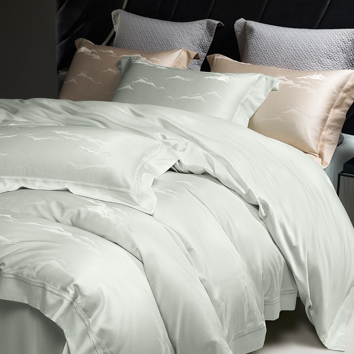 91家纺网 家纺一手货源 找家纺 （总）洽想家 2025新款100支天丝棉提花加绣花工艺款床品四件套--山岚夏梦系列