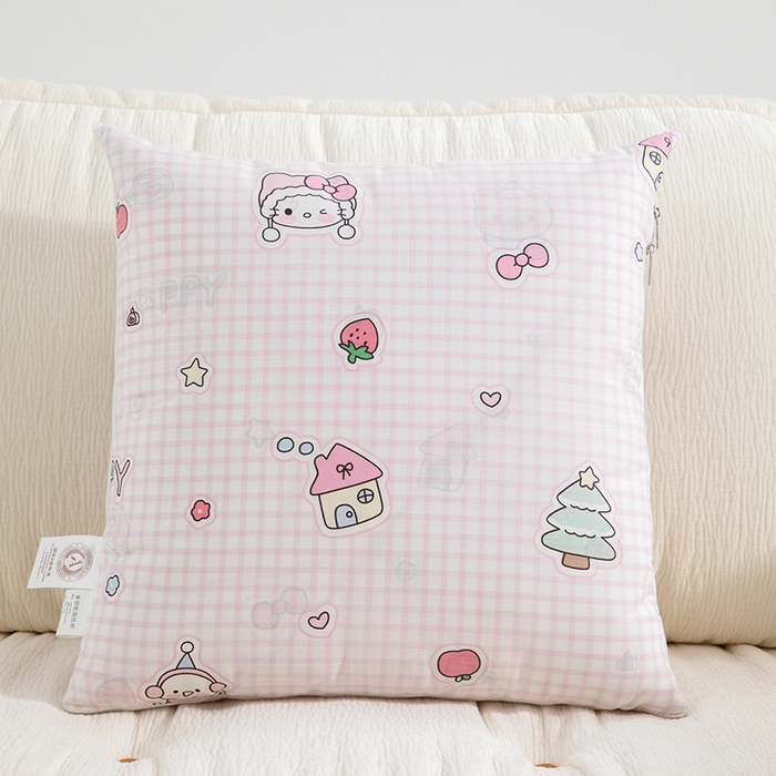 91家纺网 家纺一手货源 找家纺 照世家纺 2025春夏新款全棉纯棉印花A类抱枕被 可爱叮咚-粉 50x50展开150x190
