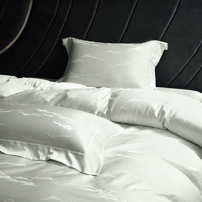 91家纺网 家纺一手货源 找家纺 洽想家 2025新款100支天丝棉提花加绣花工艺款床品四件套--山岚夏梦系列 山岚夏梦-薄荷绿