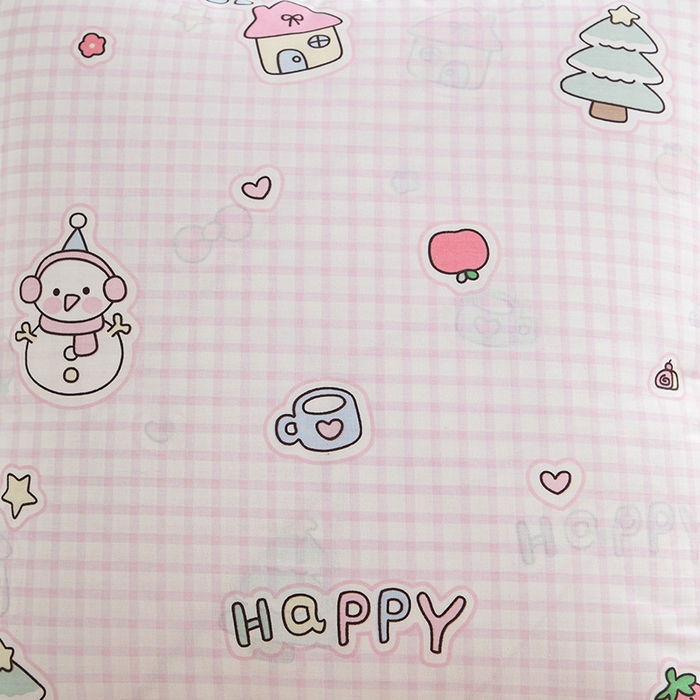 91家纺网 家纺一手货源 找家纺 照世家纺 2025春夏新款全棉纯棉印花A类抱枕被 可爱叮咚-粉 50x50展开150x190