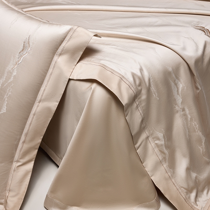 91家纺网 家纺一手货源 找家纺 洽想家 2025新款100支天丝棉提花加绣花工艺款床品四件套--山岚夏梦系列 山岚夏梦-香槟金