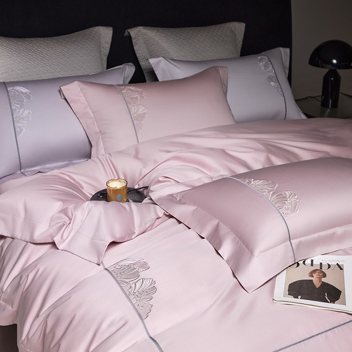 91家纺网 家纺一手货源 找家纺 （总）洽想家 2025新款120支贡缎长绒棉绣花四件套-花漾系列