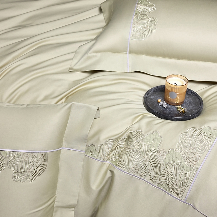 91家纺网 家纺一手货源 找家纺 洽想家 2025新款120支贡缎长绒棉绣花四件套-花漾系列 花漾-绿