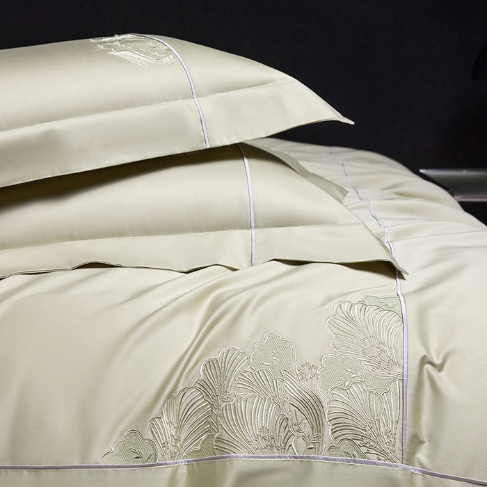 91家纺网 家纺一手货源 找家纺 洽想家 2025新款120支贡缎长绒棉绣花四件套-花漾系列 花漾-绿