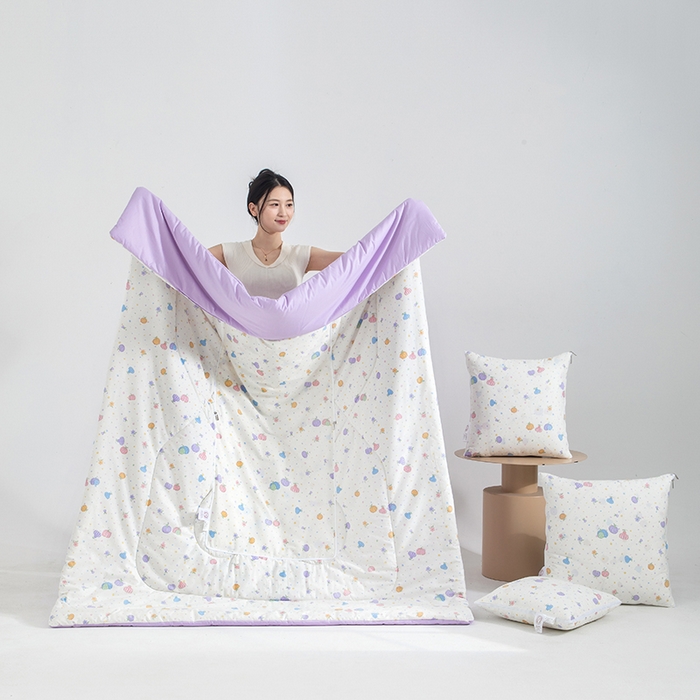 91家纺网 家纺一手货源 找家纺 照世家纺 2025春夏新款全棉纯棉印花A类抱枕被 星奈 50x50展开150x190