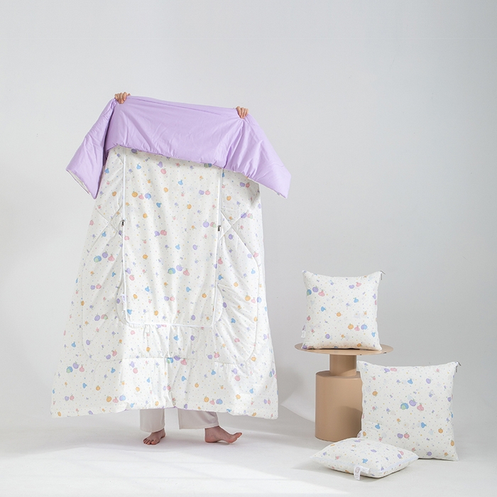 91家纺网 家纺一手货源 找家纺 照世家纺 2025春夏新款全棉纯棉印花A类抱枕被 星奈 50x50展开150x190