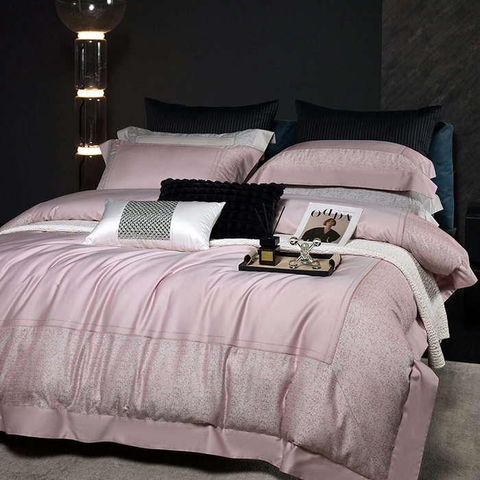 91家纺网 家纺一手货源 找家纺 （总）洽想家 2025新品色织纯棉贡缎提花四件套-香榭丽