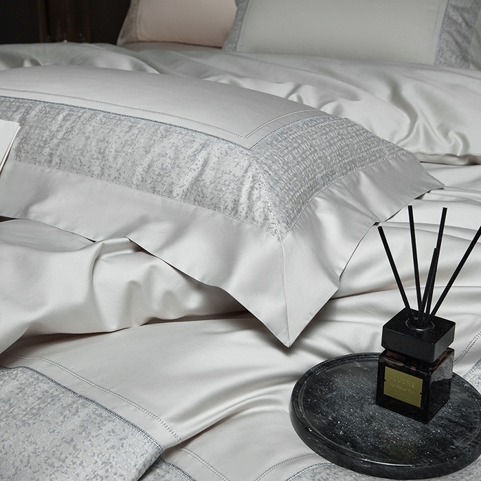 91家纺网 家纺一手货源 找家纺 洽想家 2025新品色织纯棉贡缎提花四件套-香榭丽 香榭丽 灰