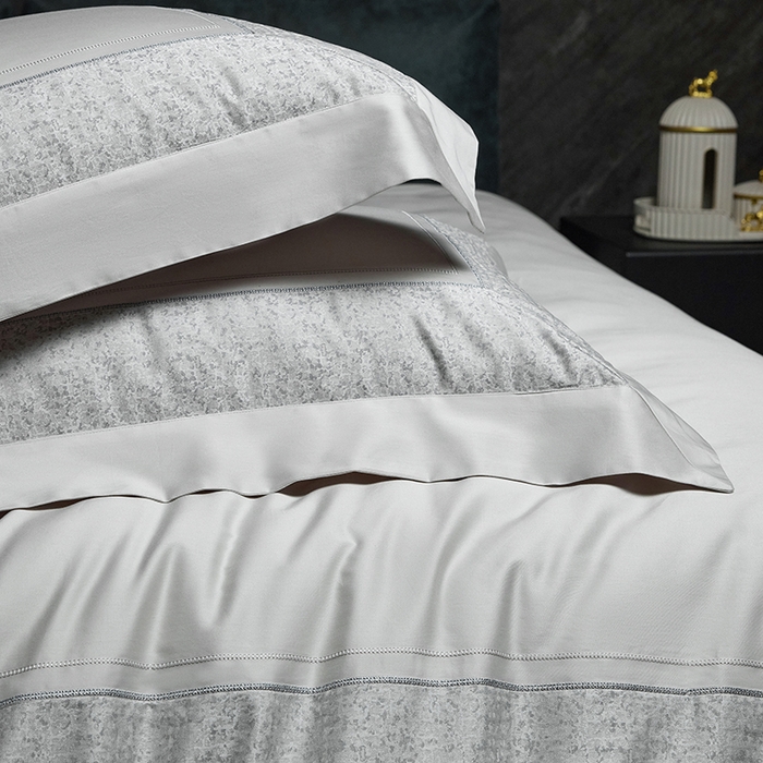 91家纺网 家纺一手货源 找家纺 洽想家 2025新品色织纯棉贡缎提花四件套-香榭丽 香榭丽 灰