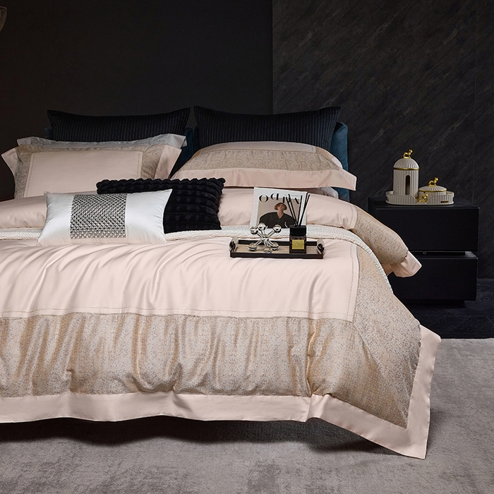 91家纺网 家纺一手货源 找家纺 洽想家 2025新品色织纯棉贡缎提花四件套-香榭丽 香榭丽 香槟