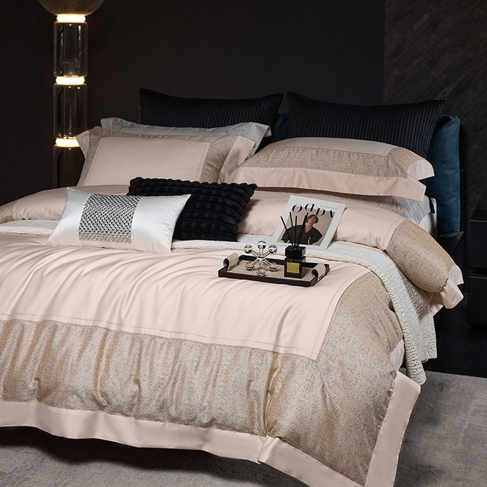 91家纺网 家纺一手货源 找家纺 洽想家 2025新品色织纯棉贡缎提花四件套-香榭丽 香榭丽 香槟