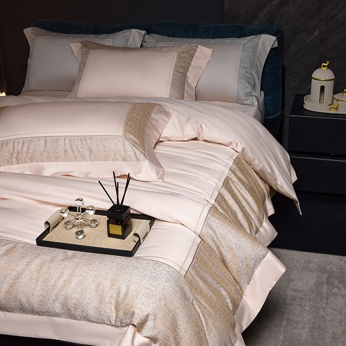 91家纺网 家纺一手货源 找家纺 洽想家 2025新品色织纯棉贡缎提花四件套-香榭丽 香榭丽 香槟