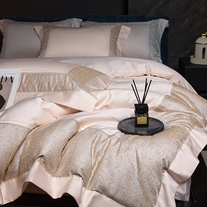 91家纺网 家纺一手货源 找家纺 洽想家 2025新品色织纯棉贡缎提花四件套-香榭丽 香榭丽 香槟