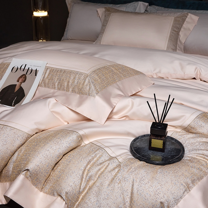 91家纺网 家纺一手货源 找家纺 洽想家 2025新品色织纯棉贡缎提花四件套-香榭丽 香榭丽 香槟