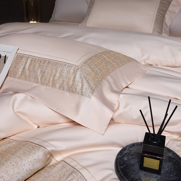 91家纺网 家纺一手货源 找家纺 洽想家 2025新品色织纯棉贡缎提花四件套-香榭丽 香榭丽 香槟