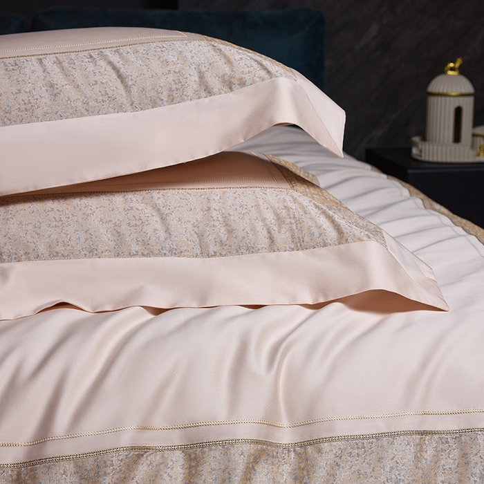 91家纺网 家纺一手货源 找家纺 洽想家 2025新品色织纯棉贡缎提花四件套-香榭丽 香榭丽 香槟