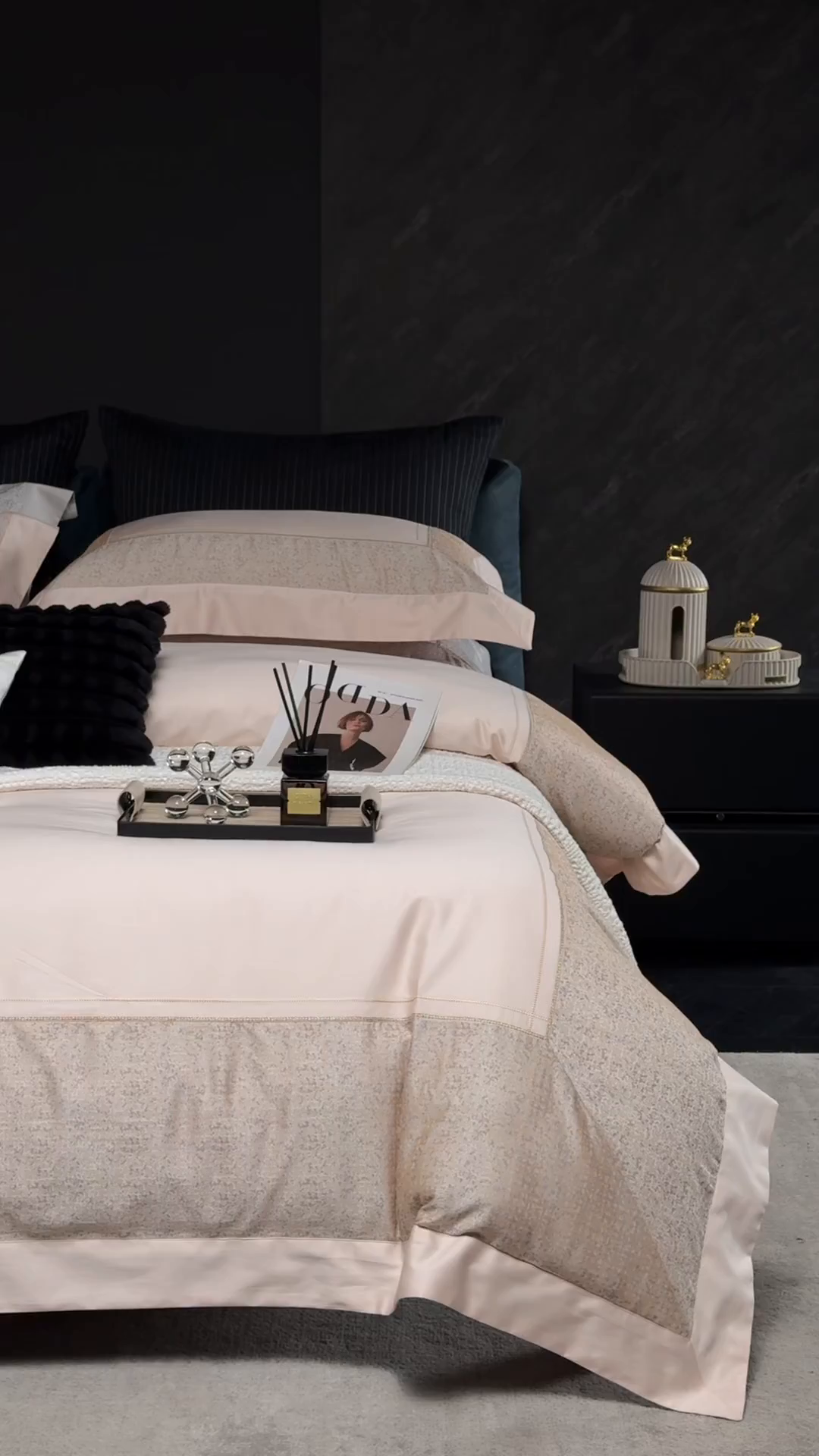 91家纺网 家纺一手货源 找家纺 洽想家 2025新品色织纯棉贡缎提花四件套-香榭丽 香榭丽 香槟