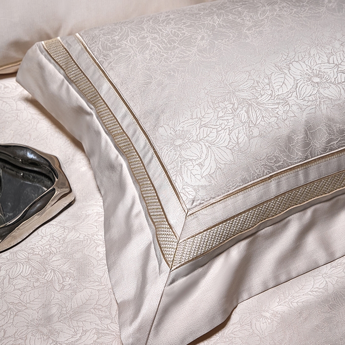 91家纺网 家纺一手货源 找家纺 洽想家 2025新款高精密贡缎色织大提花四件套-夜曲 夜曲-香槟