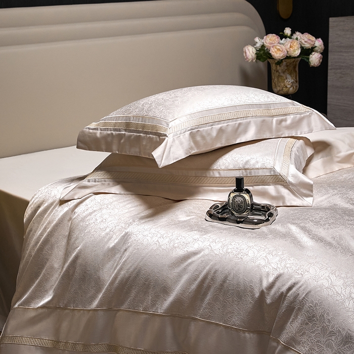 91家纺网 家纺一手货源 找家纺 洽想家 2025新款高精密贡缎色织大提花四件套-夜曲 夜曲-香槟