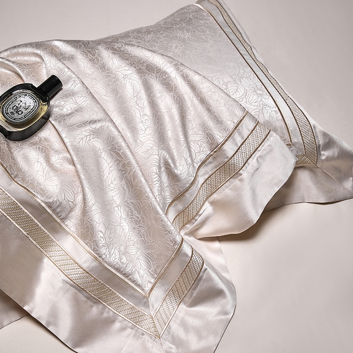 91家纺网 家纺一手货源 找家纺 洽想家 2025新款高精密贡缎色织大提花四件套-夜曲 夜曲-香槟