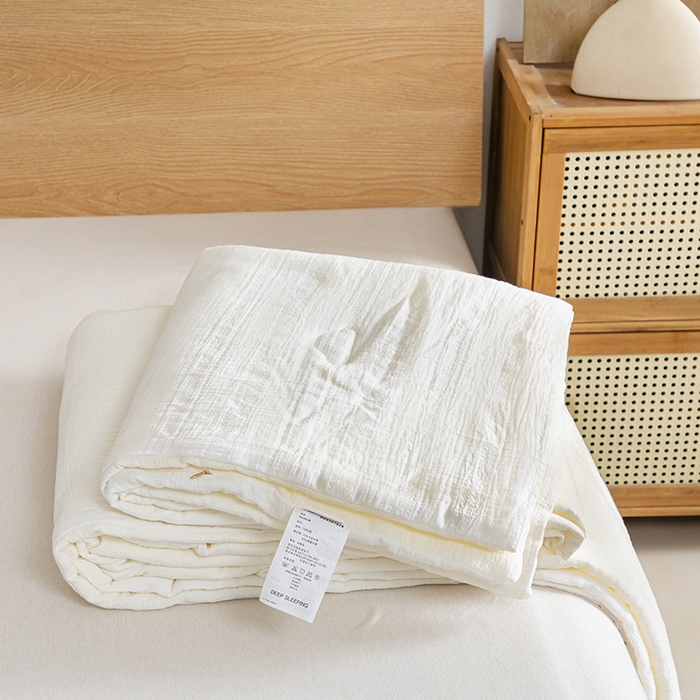 91家纺网 家纺一手货源 找家纺 （总）良品汇馆 2025新款日式无印全棉A类双层纱大豆夏被良品全棉空调被夏凉被子纯色提花