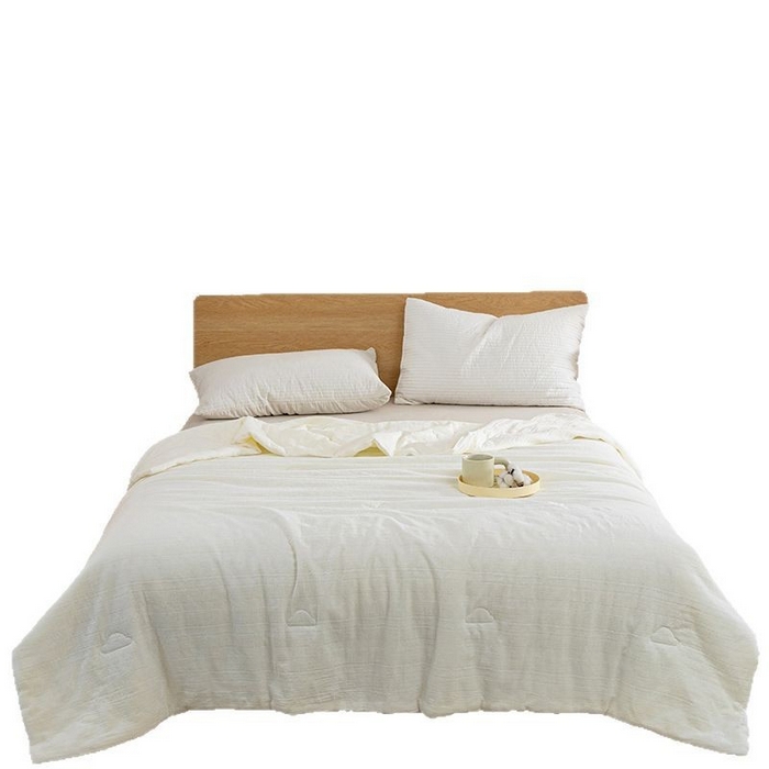 91家纺网 家纺一手货源 找家纺 （总）良品汇馆 2025新款日式无印全棉A类双层纱大豆夏被良品全棉空调被夏凉被子纯色提花