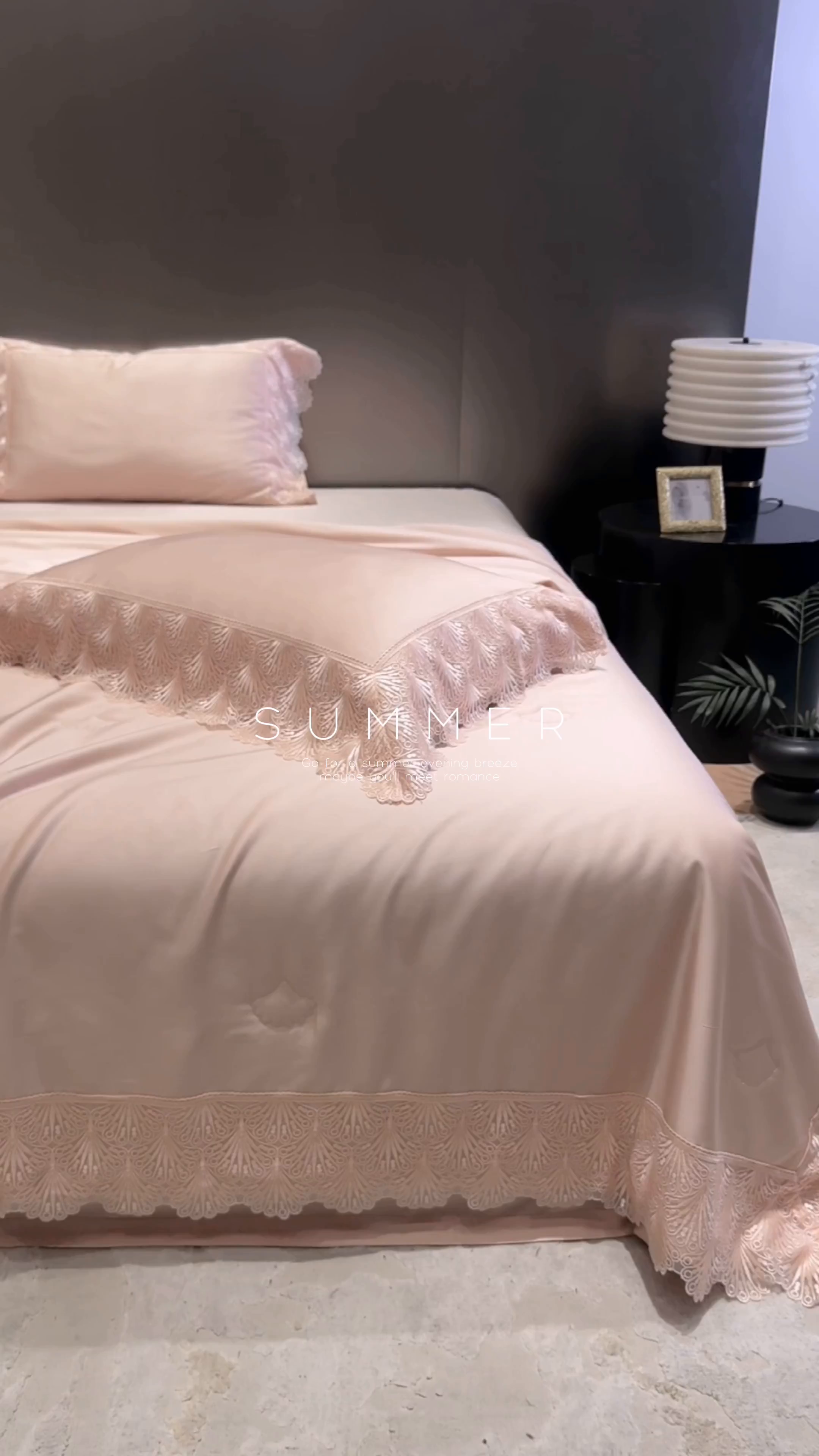 91家纺网 家纺一手货源 找家纺 洽想家 2025春夏新款100S天丝棉蕾丝夏被四件套--沐颜 沐颜 玉色