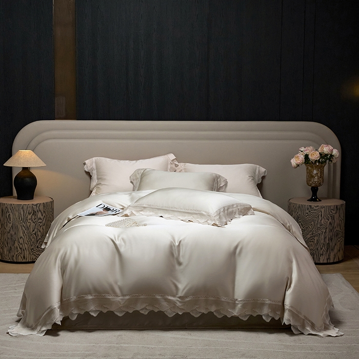 91家纺网 家纺一手货源 找家纺 洽想家 2025新品80支兰精天丝大豆纤维夏被四件套-山峦迭 山峦迭-金