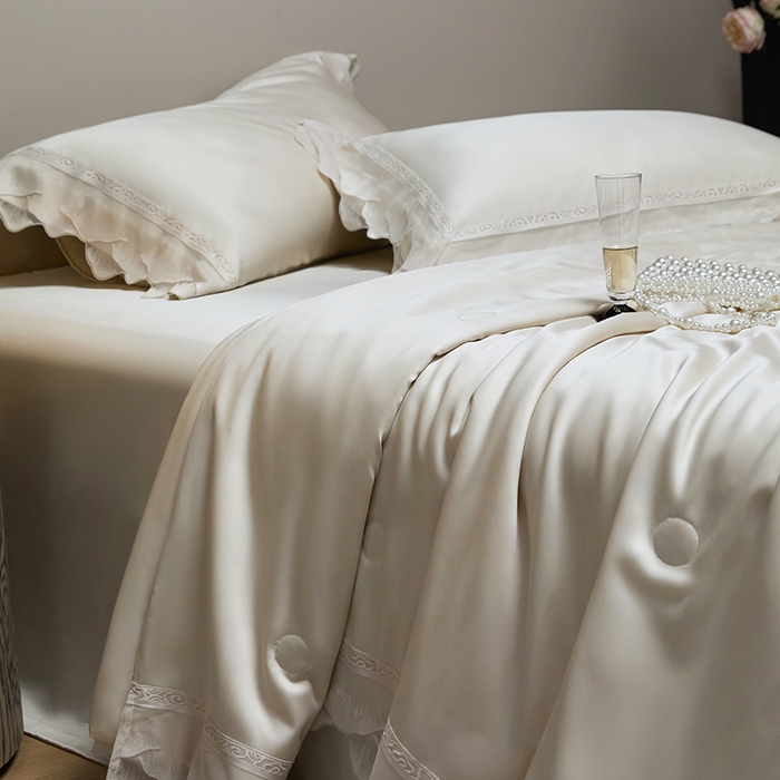 91家纺网 家纺一手货源 找家纺 洽想家 2025新品80支兰精天丝大豆纤维夏被四件套-山峦迭 山峦迭-金