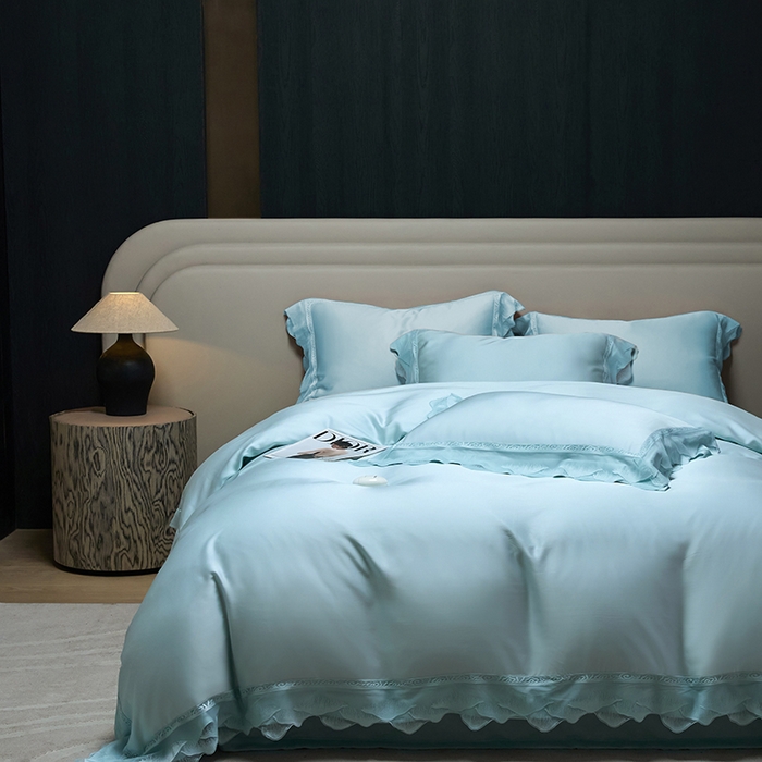 91家纺网 家纺一手货源 找家纺 洽想家 2025新品80支兰精天丝大豆纤维夏被四件套-山峦迭 山峦迭-绿