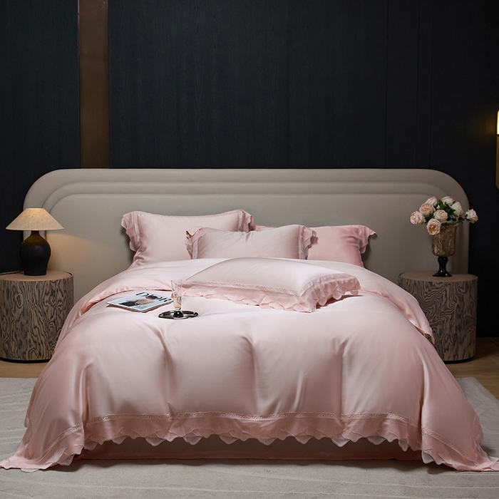 91家纺网 家纺一手货源 找家纺 洽想家 2025新品80支兰精天丝大豆纤维夏被四件套-山峦迭 山峦迭-玉