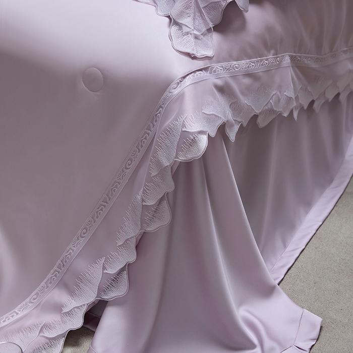 91家纺网 家纺一手货源 找家纺 洽想家 2025新品80支兰精天丝大豆纤维夏被四件套-山峦迭 山峦迭-紫