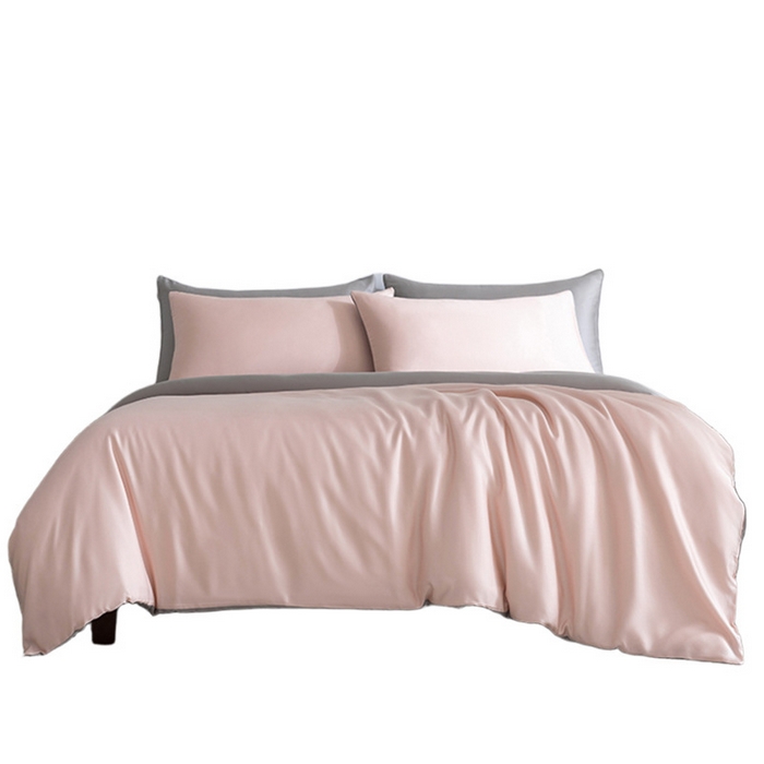 91家纺网 家纺一手货源 找家纺 良品汇馆 2025新款日式无印60S莱赛尔兰精天丝纯色四件套良品夏季天丝4件套天丝床品 告白粉-伯爵灰