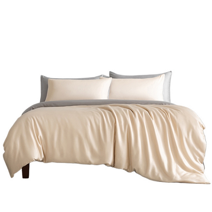 91家纺网 家纺一手货源 找家纺 良品汇馆 2025新款日式无印60S莱赛尔兰精天丝纯色四件套良品夏季天丝4件套天丝床品 奶酪黄-伯爵灰