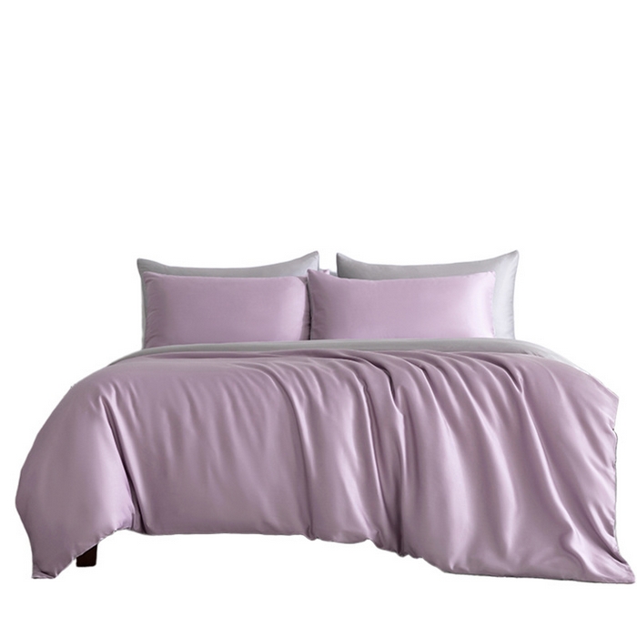 91家纺网 家纺一手货源 找家纺 良品汇馆 2025新款日式无印60S莱赛尔兰精天丝纯色四件套良品夏季天丝4件套天丝床品 香气紫-伯爵灰