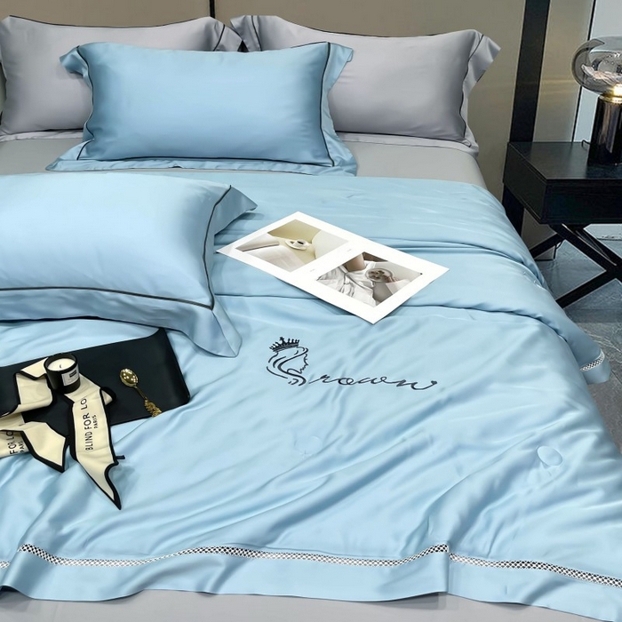 91家纺网 家纺一手货源 找家纺 洽想家 2025新款柠檬莫代尔天丝夏被被子被芯 琥珀蓝