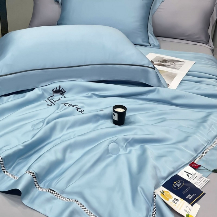 91家纺网 家纺一手货源 找家纺 洽想家 2025新款柠檬莫代尔天丝夏被被子被芯 琥珀蓝