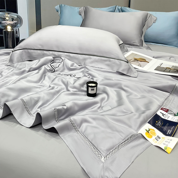 91家纺网 家纺一手货源 找家纺 洽想家 2025新款柠檬莫代尔天丝夏被被子被芯 银灿灰