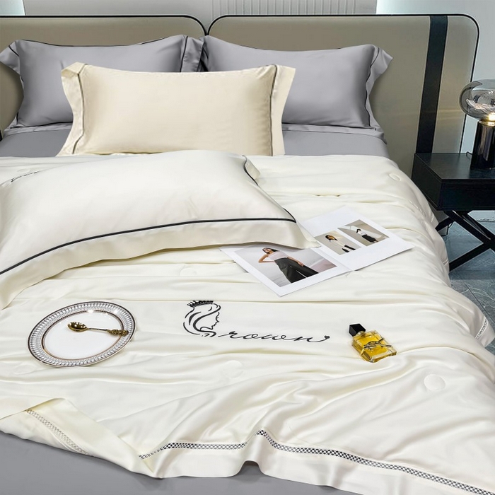 91家纺网 家纺一手货源 找家纺 洽想家 2025新款柠檬莫代尔天丝夏被被子被芯 樱花白