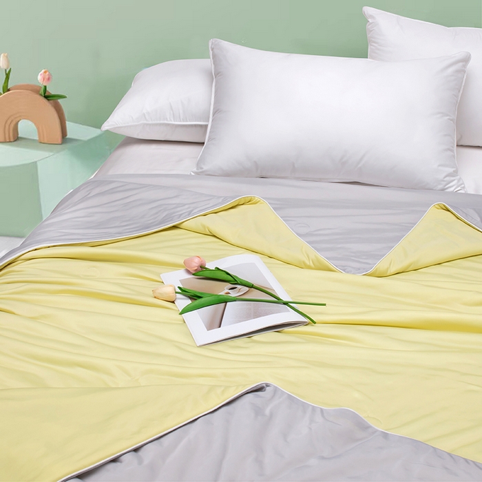 91家纺网 家纺一手货源 找家纺 洽想家 2025新款A类抗菌凉感冰激凌夏被被子被芯 柠檬黄