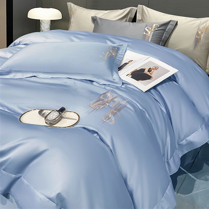 91家纺网 家纺一手货源 找家纺 （总）洽想家 2025新款100支长绒棉刺绣四件套--时光痕迹