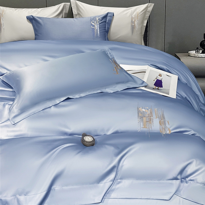 91家纺网 家纺一手货源 找家纺 （总）洽想家 2025新款100支长绒棉刺绣四件套--时光痕迹