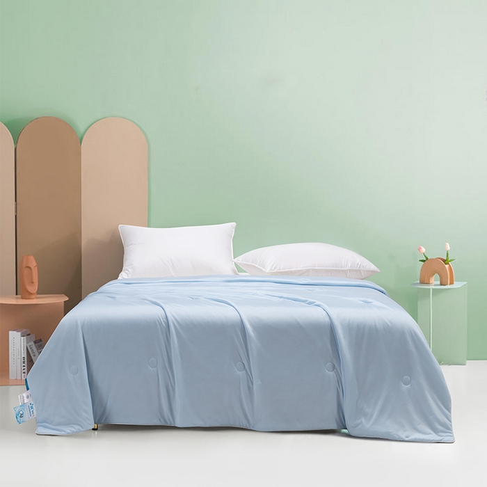 91家纺网 家纺一手货源 找家纺 洽想家 2025新款A类抗菌凉感冰激凌夏被被子被芯 银河蓝