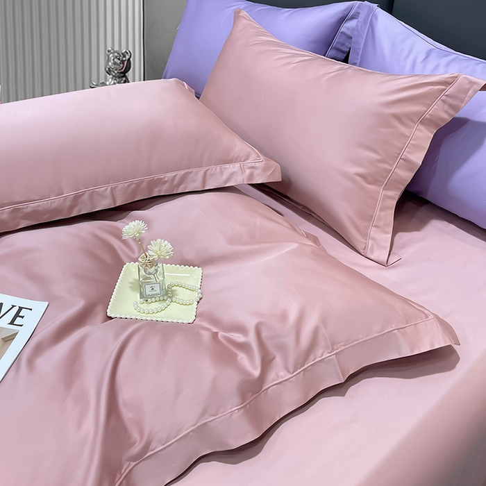 91家纺网 家纺一手货源 找家纺 洽想家 2025新款100支新疆长绒棉纯色埋绳款四件套 豆沙