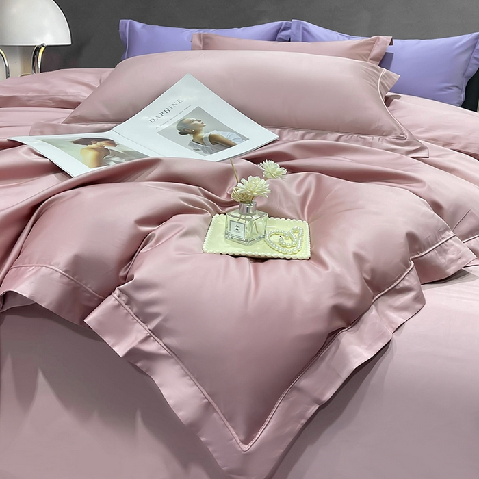 91家纺网 家纺一手货源 找家纺 洽想家 2025新款100支新疆长绒棉纯色埋绳款四件套 豆沙